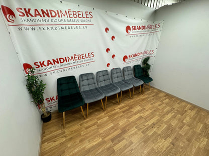 Virtuves krēsli Pearl (Velvets) no izstādes (5 gab. pelēki, 2 gab. zaļi)