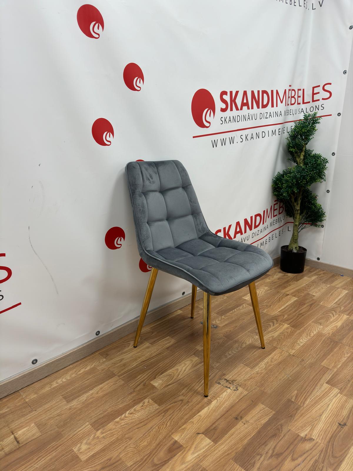Virtuvės kėdė Pearl (Velveta) iš ekspozicijos (Pilka veliūras)