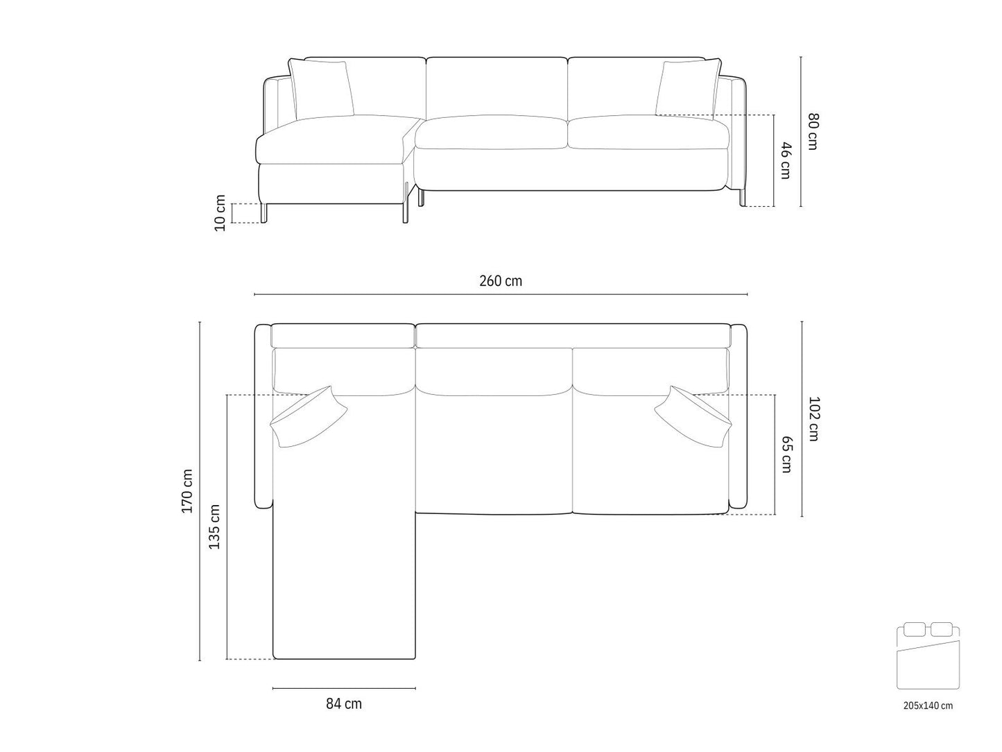 Sofa DREAMS (Ištraukiamas)(Kampinis S)