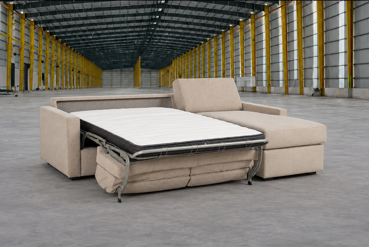Sofa ELBEKO (Dešinysis kampas, ištraukiamas)(Gamintojo sandėlis)