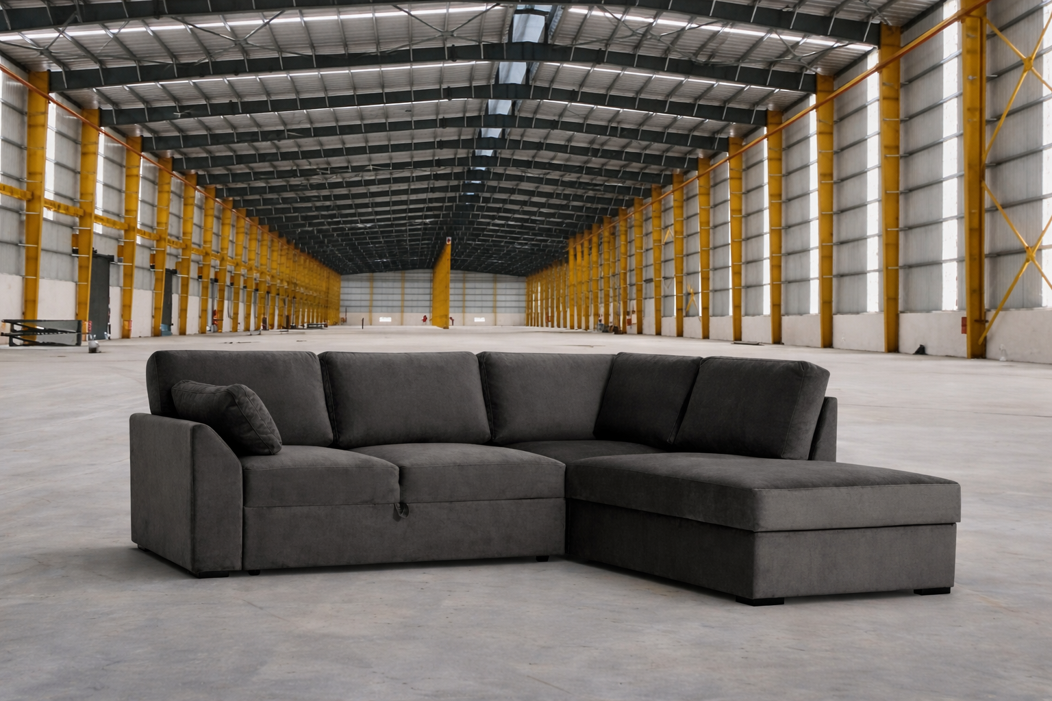 Sofa MODERN SLEEPING (Dešinysis atviras kampas, ištraukiama)(Pilka)