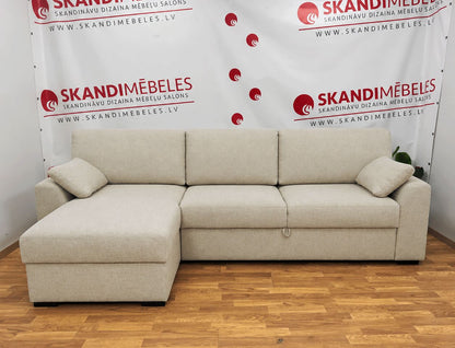 Sofa ELBA (Kairysis kampas, ištraukiamas)(Smėlio)(Ekspozicija)