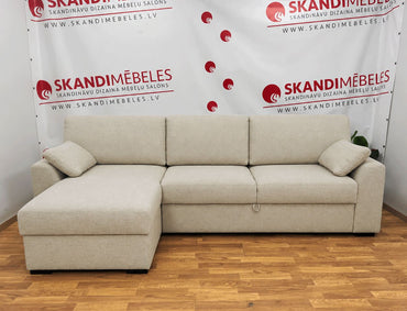 Sofa ELBA (Kairysis kampas, ištraukiamas)(Smėlio)(Ekspozicija)