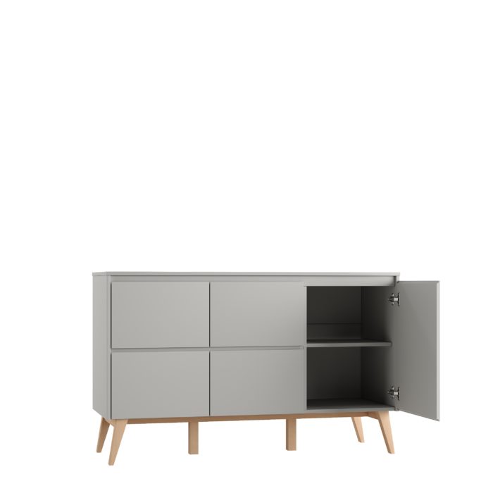 Atvilktņu komode ar 4 atvilktnēm un durvīm (Classy Gray kolekcija)