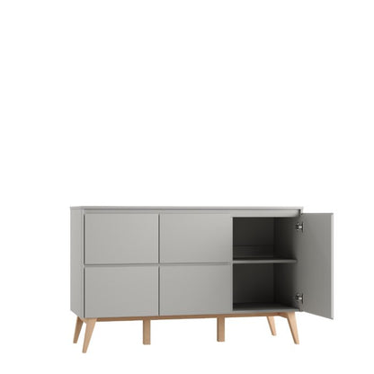 Atvilktņu komode ar 4 atvilktnēm un durvīm (Classy Gray kolekcija)